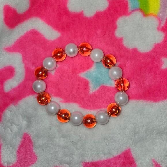 Pink and Pearl Beaded Kandi Single Bracelet - Picture 1 of 1